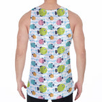 Cartoon Fish Pattern Print Men's Velvet Tank Top