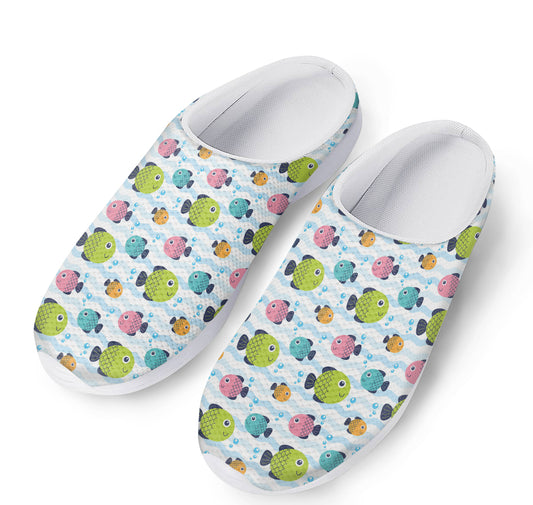 Cartoon Fish Pattern Print Mesh Casual Shoes