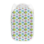 Cartoon Fish Pattern Print Mesh Laundry Hamper
