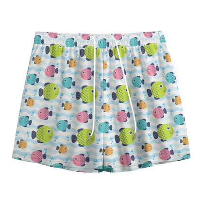 Cartoon Fish Pattern Print Mesh Shorts
