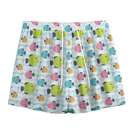 Cartoon Fish Pattern Print Mesh Shorts