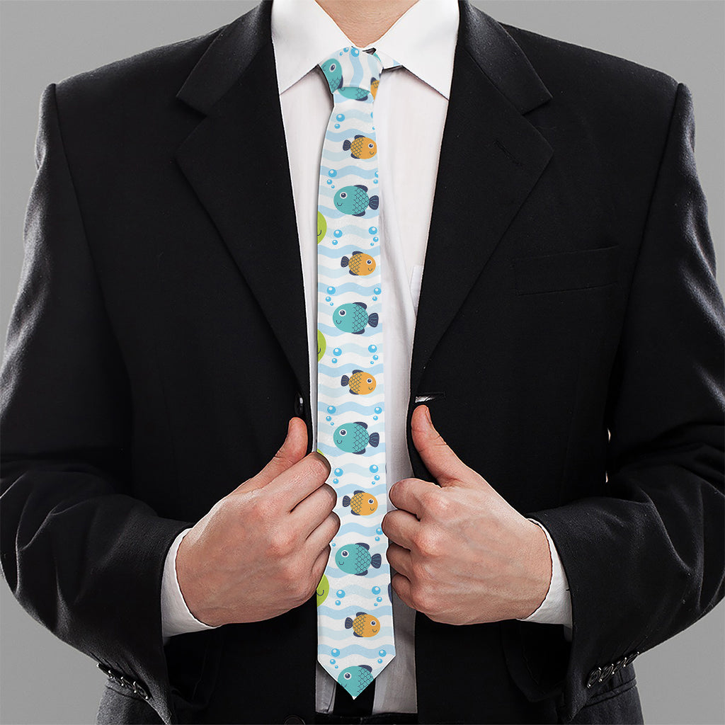 Cartoon Fish Pattern Print Necktie