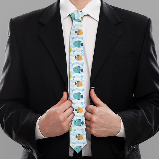 Cartoon Fish Pattern Print Necktie