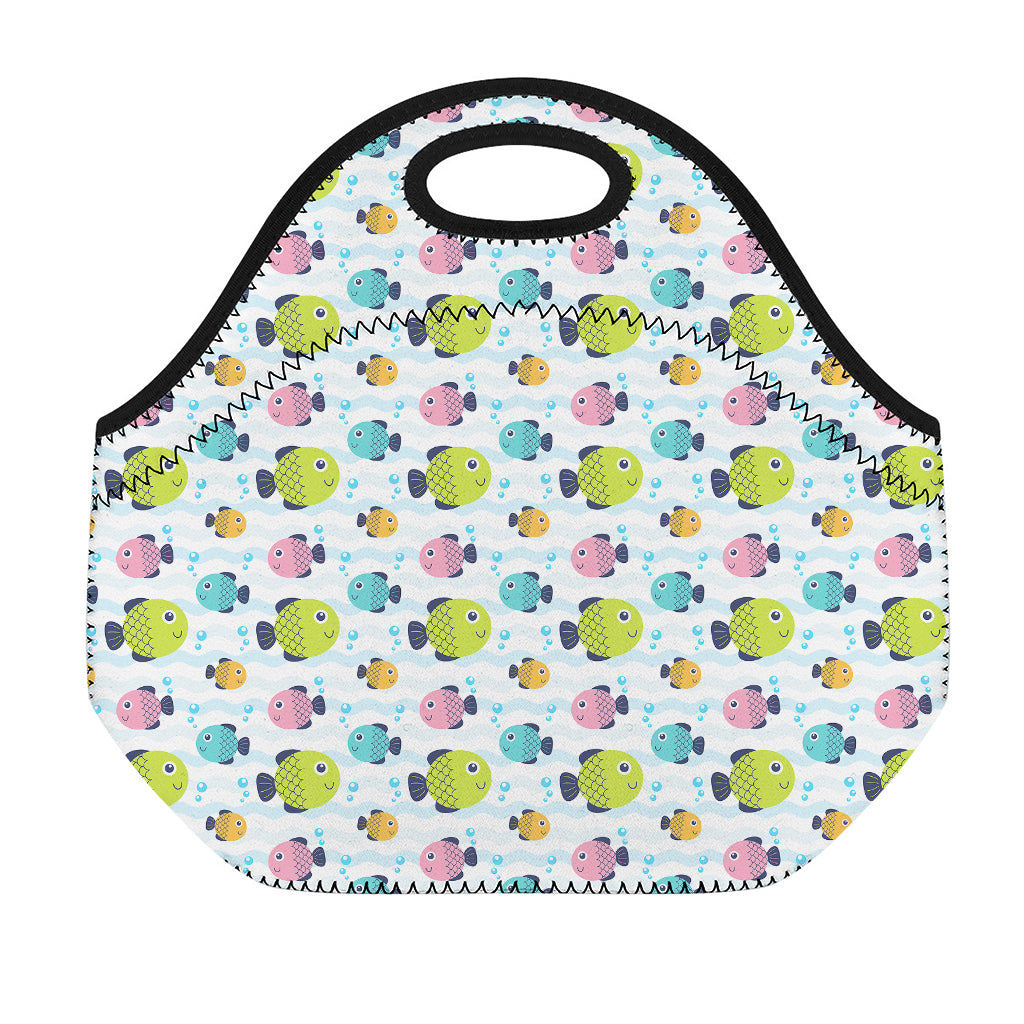 Cartoon Fish Pattern Print Neoprene Lunch Bag