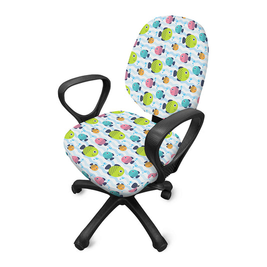 Cartoon Fish Pattern Print Office Chair Cover