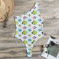Cartoon Fish Pattern Print One Shoulder Bodysuit