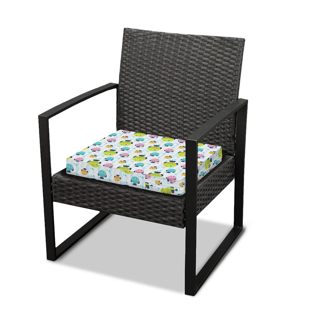 Cartoon Fish Pattern Print Outdoor Seat Cushion Cover