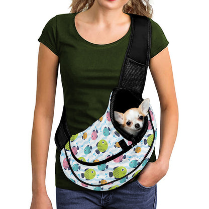 Cartoon Fish Pattern Print Pet Sling Carrier