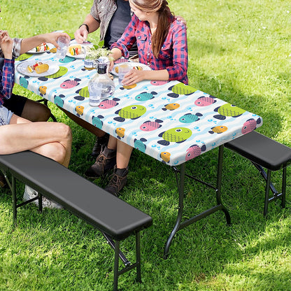 Cartoon Fish Pattern Print Picnic Table Cover
