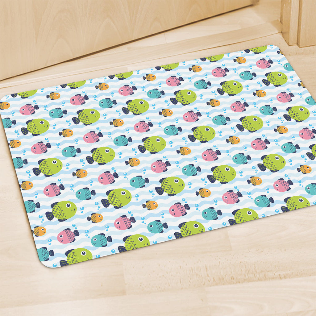 Cartoon Fish Pattern Print Polyester Doormat
