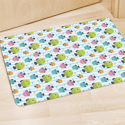 Cartoon Fish Pattern Print Polyester Doormat
