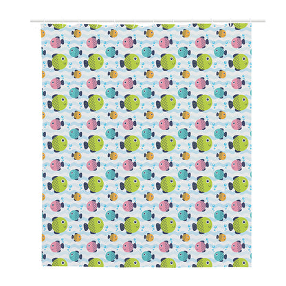 Cartoon Fish Pattern Print Polyester Shower Curtain