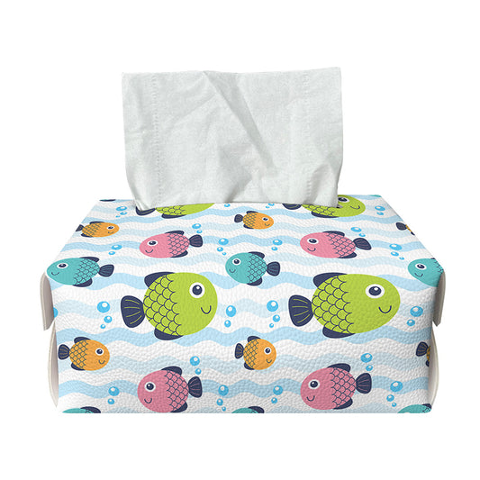 Cartoon Fish Pattern Print Rectangle Tissue Box Cover