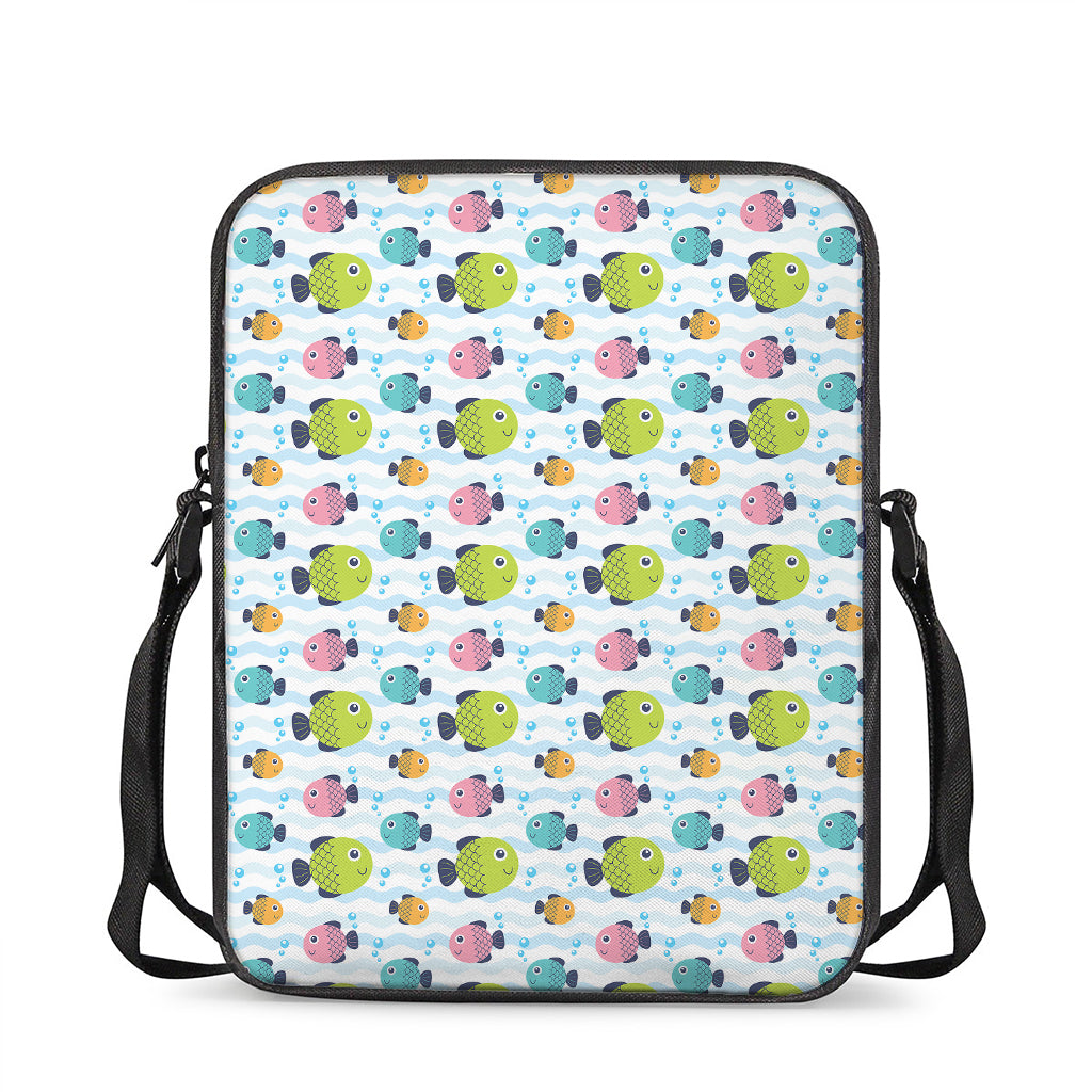 Cartoon Fish Pattern Print Rectangular Crossbody Bag