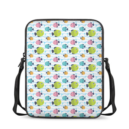 Cartoon Fish Pattern Print Rectangular Crossbody Bag