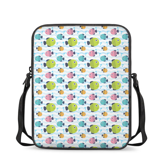 Cartoon Fish Pattern Print Rectangular Crossbody Bag