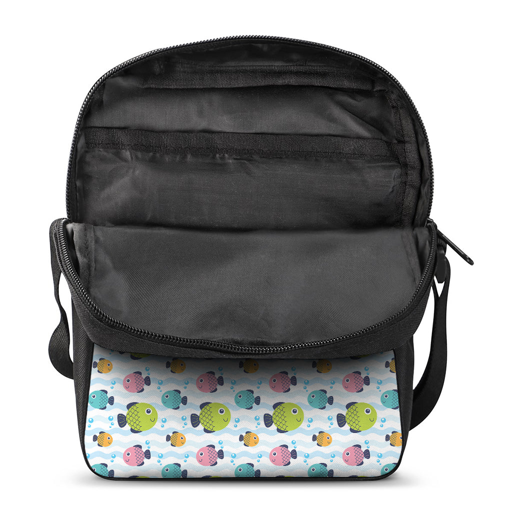 Cartoon Fish Pattern Print Rectangular Crossbody Bag