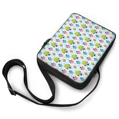 Cartoon Fish Pattern Print Rectangular Crossbody Bag