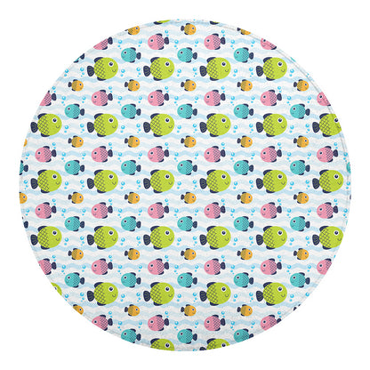 Cartoon Fish Pattern Print Round Blanket