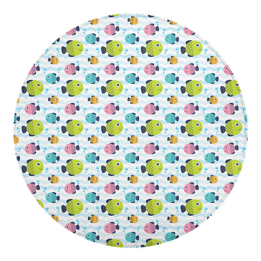 Cartoon Fish Pattern Print Round Blanket
