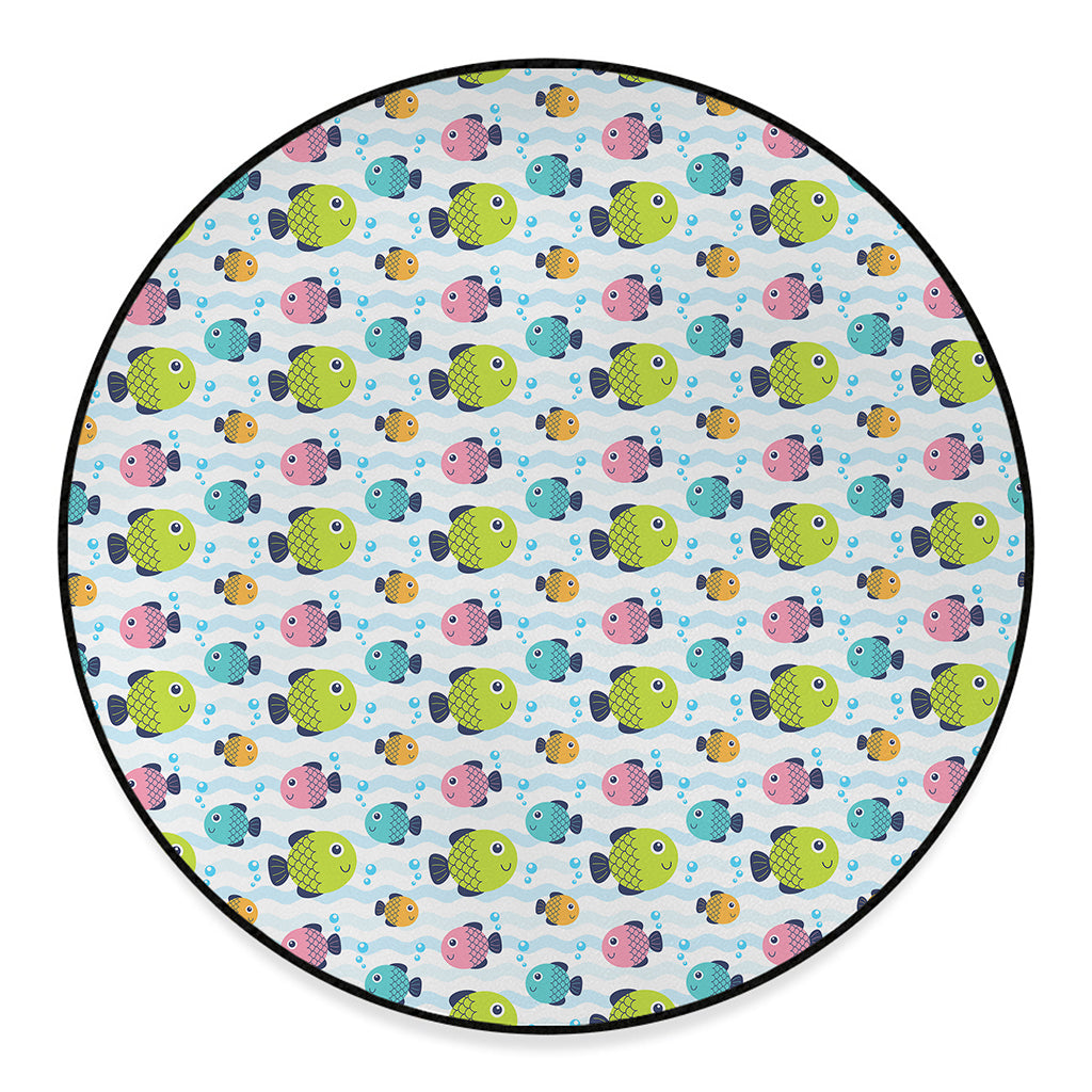 Cartoon Fish Pattern Print Round Floor Mat