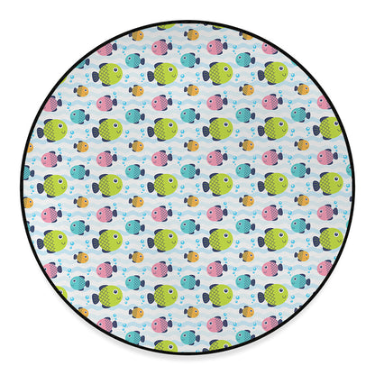 Cartoon Fish Pattern Print Round Floor Mat