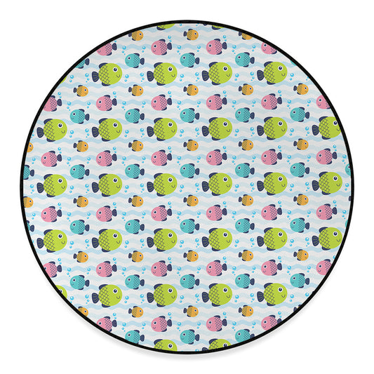 Cartoon Fish Pattern Print Round Floor Mat
