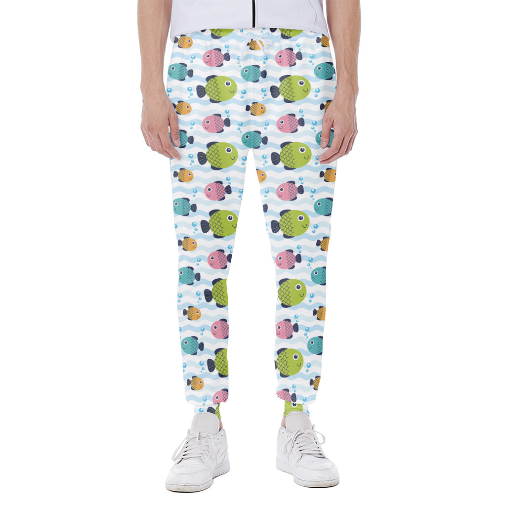 Cartoon Fish Pattern Print Scuba Joggers