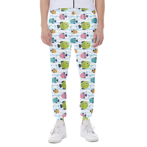 Cartoon Fish Pattern Print Scuba Joggers