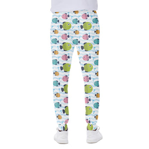 Cartoon Fish Pattern Print Scuba Joggers