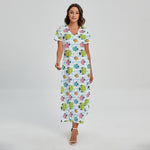 Cartoon Fish Pattern Print Short Sleeve Maxi Dress