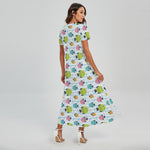Cartoon Fish Pattern Print Short Sleeve Maxi Dress