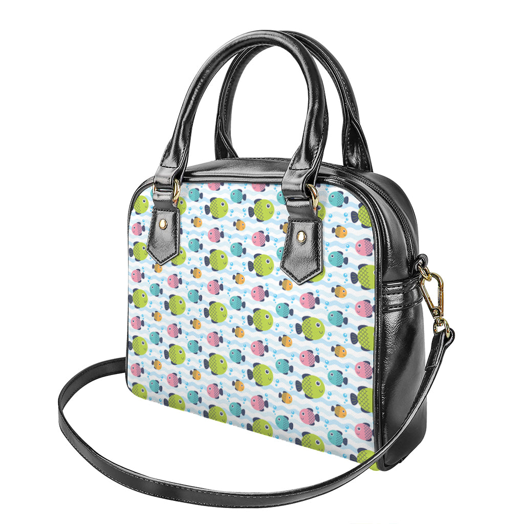 Cartoon Fish Pattern Print Shoulder Handbag