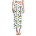 Cartoon Fish Pattern Print Side Slit Maxi Skirt