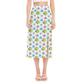 Cartoon Fish Pattern Print Side Slit Midi Skirt