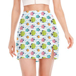 Cartoon Fish Pattern Print Side Slit Mini Skirt
