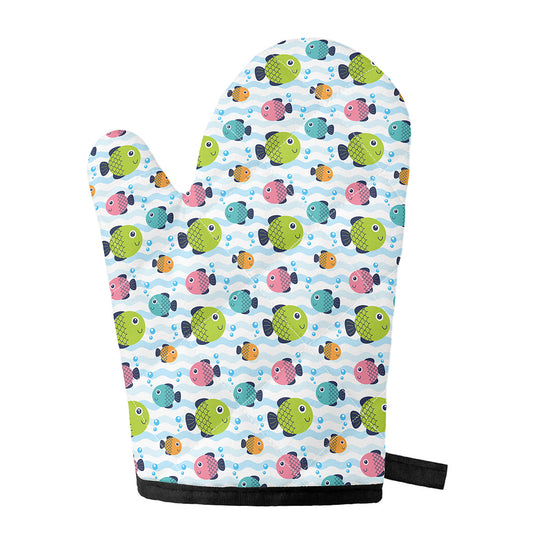 Cartoon Fish Pattern Print Single Oven Mitt
