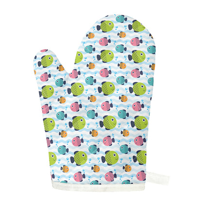 Cartoon Fish Pattern Print Single Oven Mitt