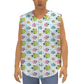 Cartoon Fish Pattern Print Sleeveless Baseball Jersey