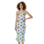 Cartoon Fish Pattern Print Slim Fit Midi Cami Dress
