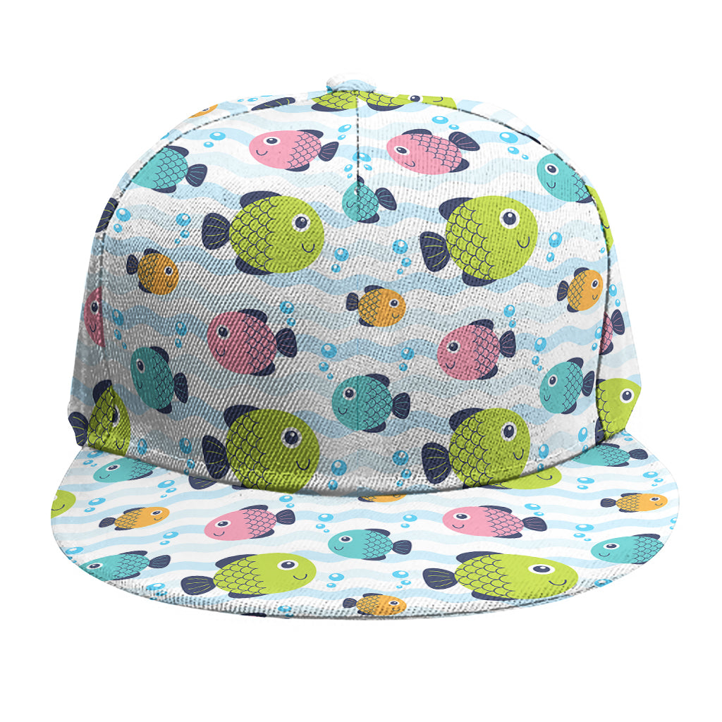 Cartoon Fish Pattern Print Snapback Cap