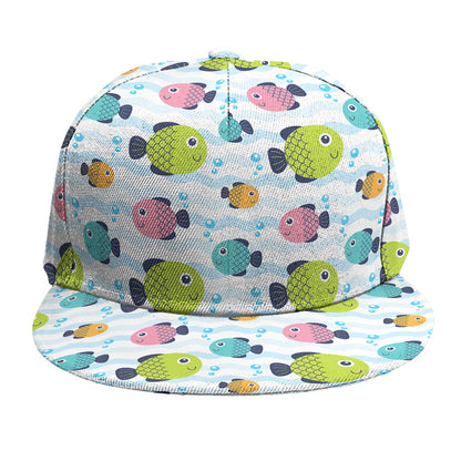 Cartoon Fish Pattern Print Snapback Cap