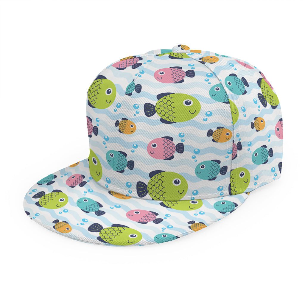 Cartoon Fish Pattern Print Snapback Cap