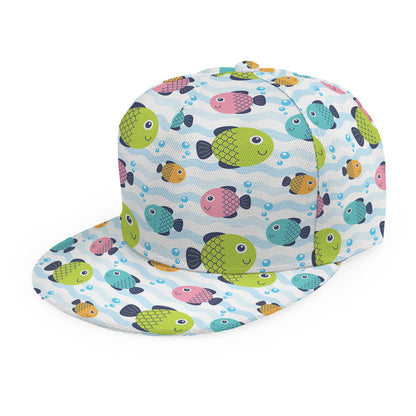 Cartoon Fish Pattern Print Snapback Cap