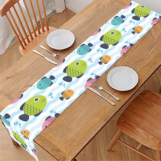Cartoon Fish Pattern Print Table Runner