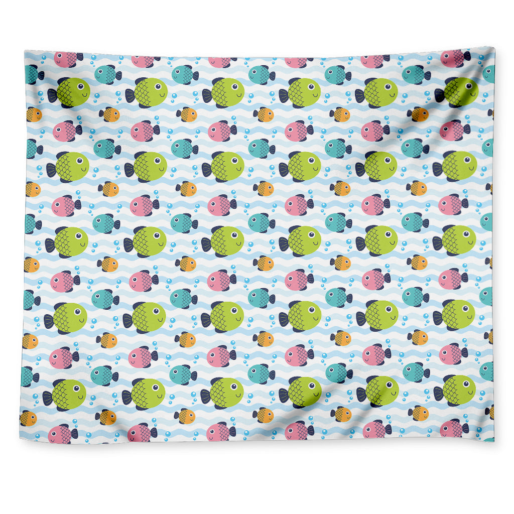 Cartoon Fish Pattern Print Tapestry
