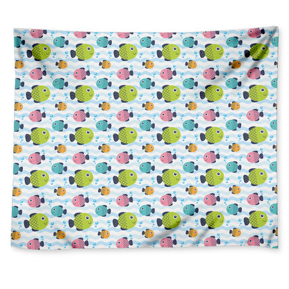Cartoon Fish Pattern Print Tapestry