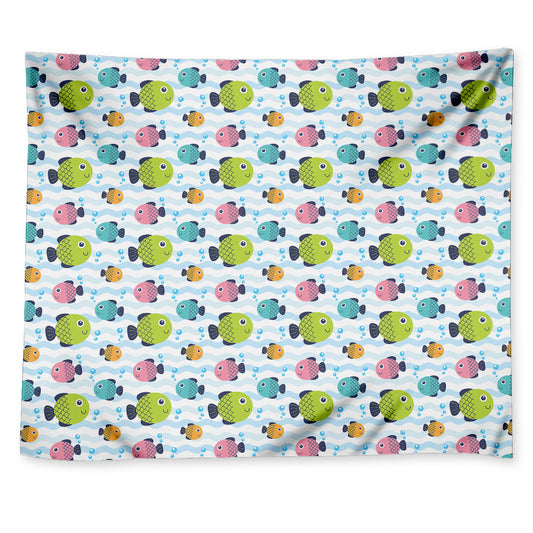 Cartoon Fish Pattern Print Tapestry