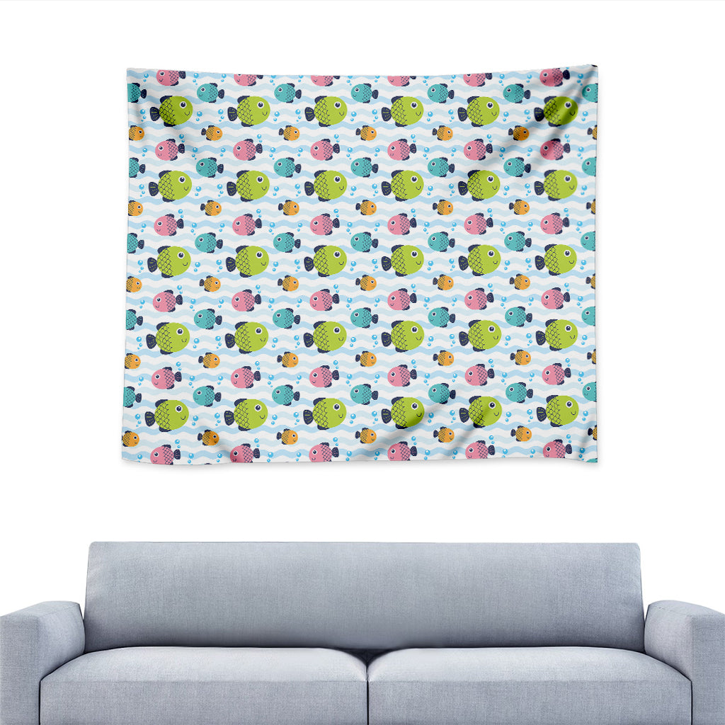 Cartoon Fish Pattern Print Tapestry