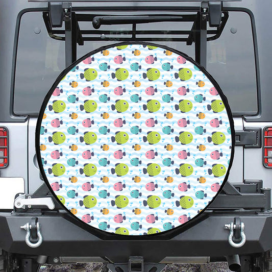 Cartoon Fish Pattern Print Tire Cover
